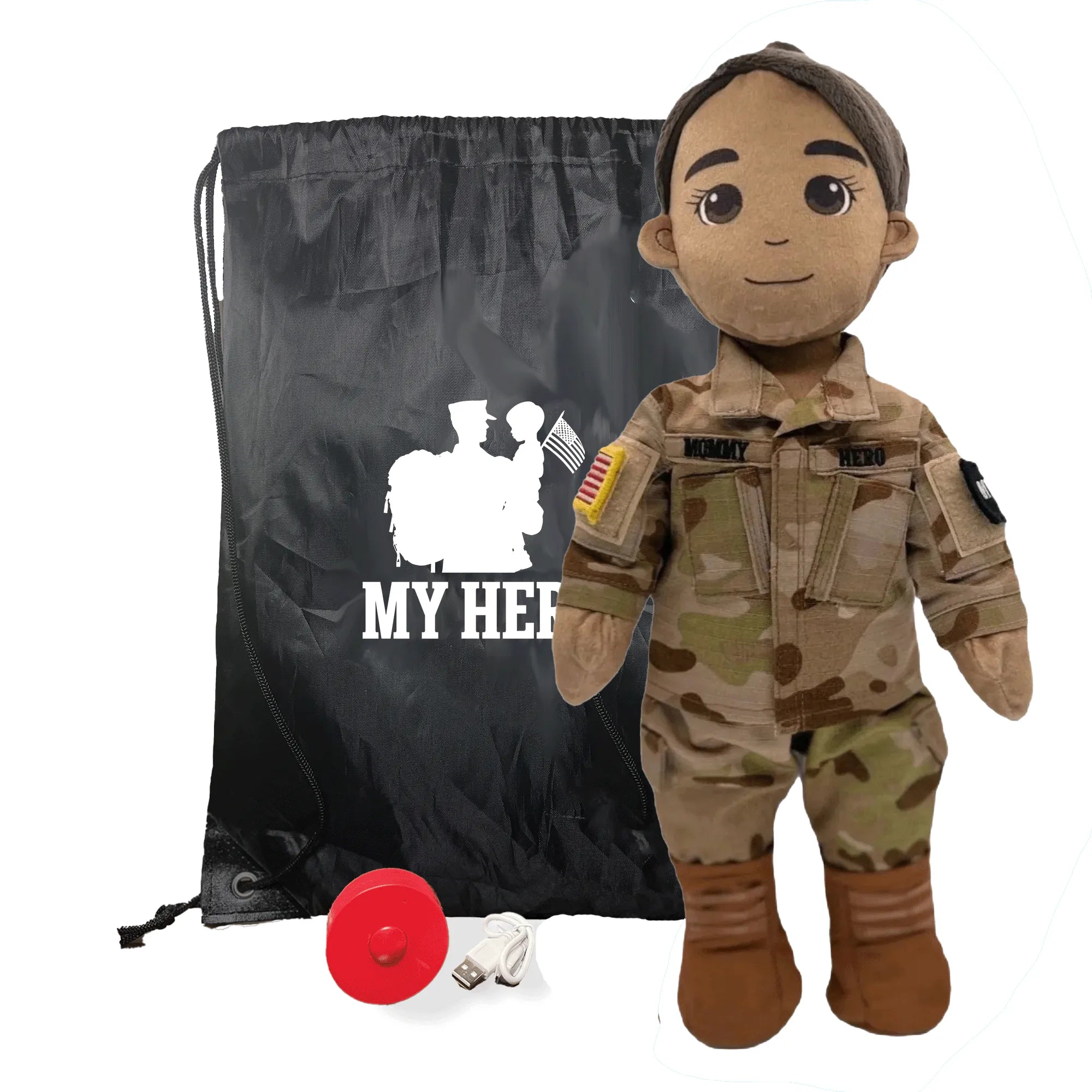 army stuffed teddy bear in camoflauge. personalized dolls for infants – recordable story books – custom doll that looks like you for comfort