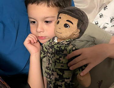 deployment bedtime routine with a daddy doll