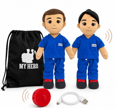 Nurse doll and doctor doll in medical uniform with recordable voice box and charger