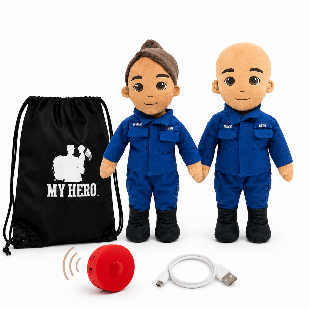 Daddy Doll for coast guard with recorder, charger, backpack. Handmade daddy dolls and uniforms for children