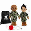 Daddy Doll and Mommy Doll in Navy uniforms with recordable voice box and My Hero carrying backpack
