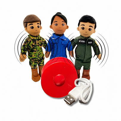 Daddy dolls for military families with recorder and charging cable, 
