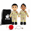 Firefighter plush doll with recordable voice box for kids and first responder families