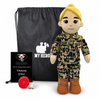 Daddy Doll, Military Doll, Navy Doll [Fair Skin Blonde Hair Female] Recorder with Charging Cable, customizable Navy comfort doll for military families