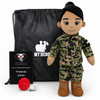 Daddy Doll, Military Doll, Navy Doll [Tan Skin Black Hair Female] Recorder with Charging Cable, recordable sailor doll for children missing a parent