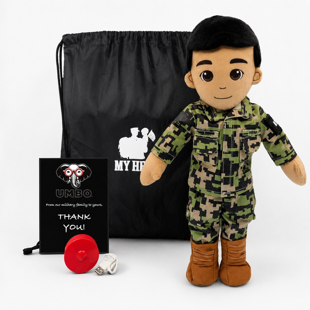 Daddy Doll, Military Doll, Navy Doll [Fair Skin Brown Hair Male] Recorder with Charging Cable, recordable Navy plush doll for separation comfort