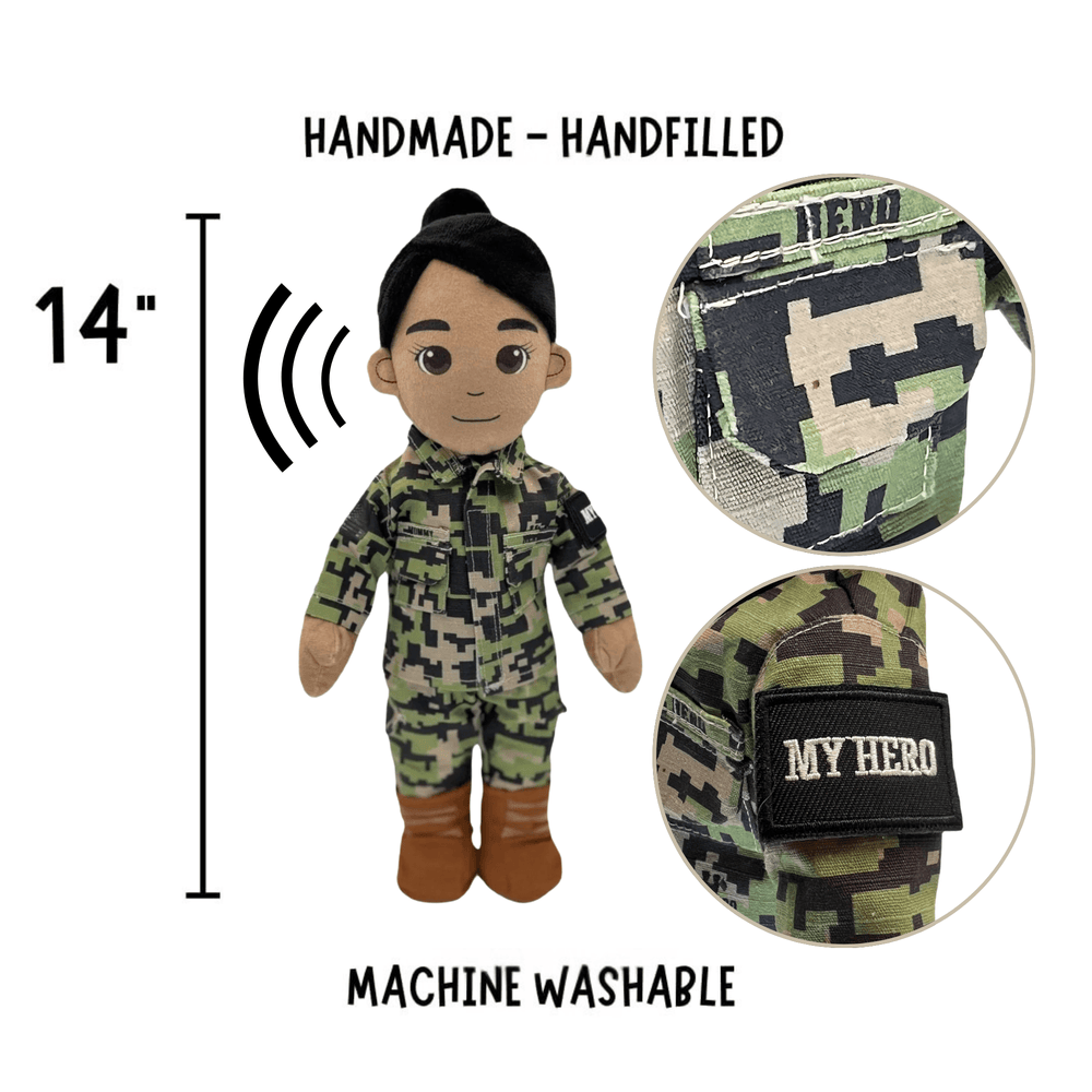 Recordable Christmas books – military doll keepsake – personalised dolls for infants – custom family dolls united by audio story memories

