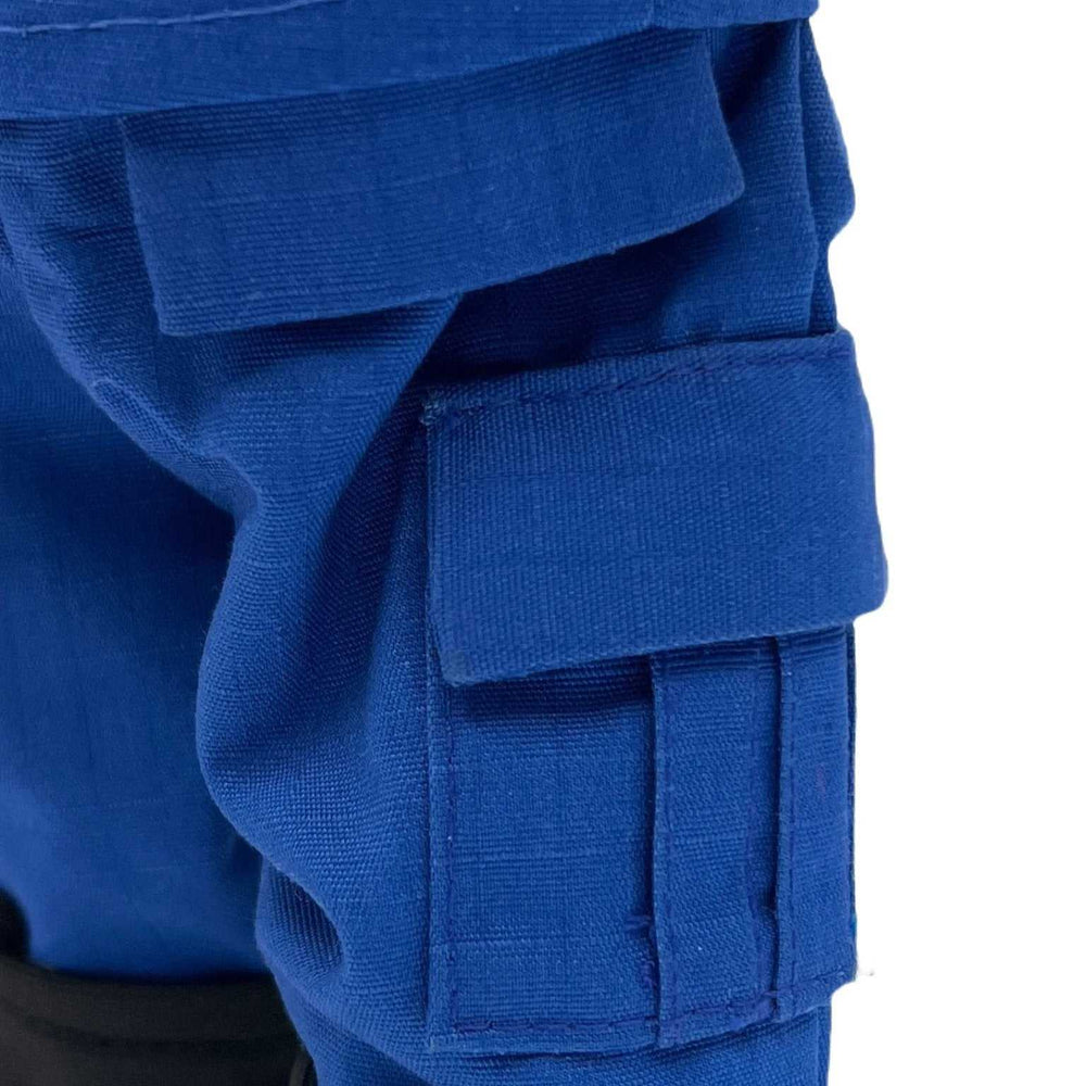 Close-up of a blue Coast Guard uniform with realistic details for My Hero Plush Coast Guard Mommy.