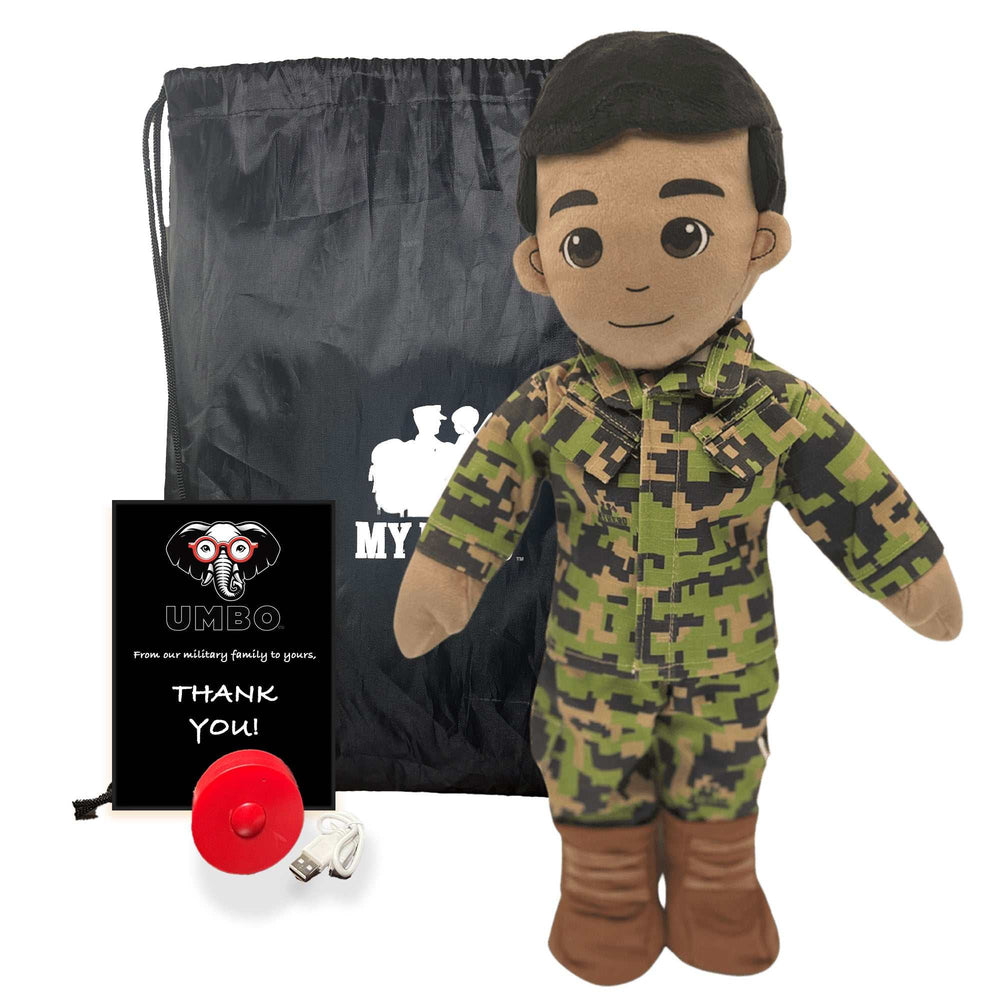 marine plush daddy doll – voice messages from dad – comforting toy helps children cope with military deployments