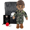 Short-haired Daddy Doll in Navy camo, shown with red heart and voice recording box — perfect for maintaining emotional bonds while a loved one is away serving.