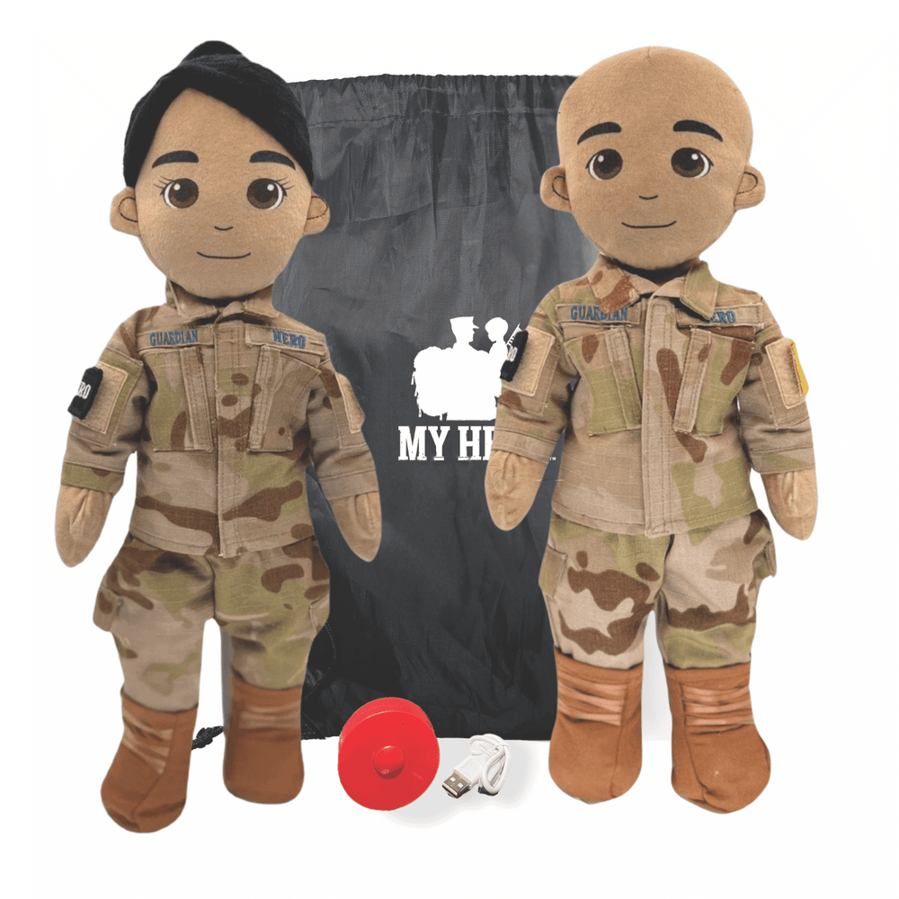 Personalized hero doll with audio – military teddy bear for kids with recordable message, name tag, and full uniform for bedtime comfort