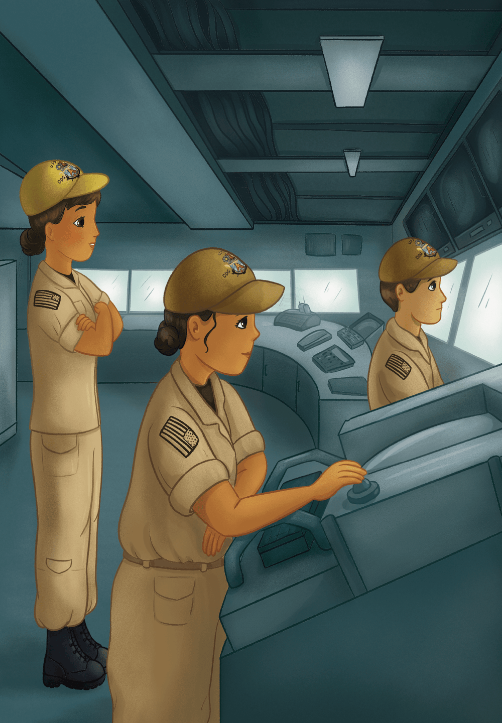 Scene from the book showing a Navy mom saluting while her child watches — “My Mommy, My SWO” offers connection and pride for military families.