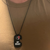 Deployment gift for kids: matching black dog tag necklace set with a broken-heart design.